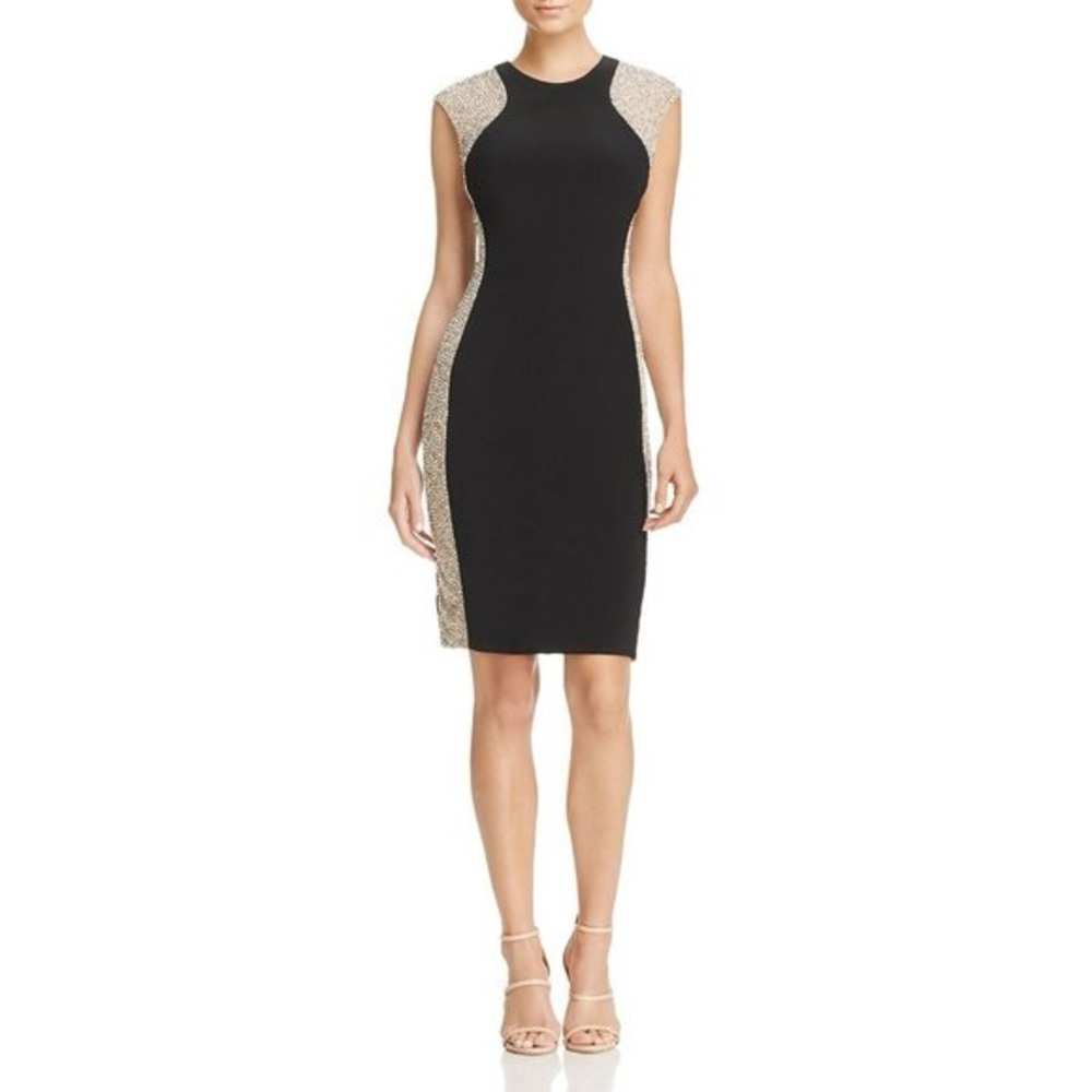 Aqua Embellished Illusion Party Bodycon Dress